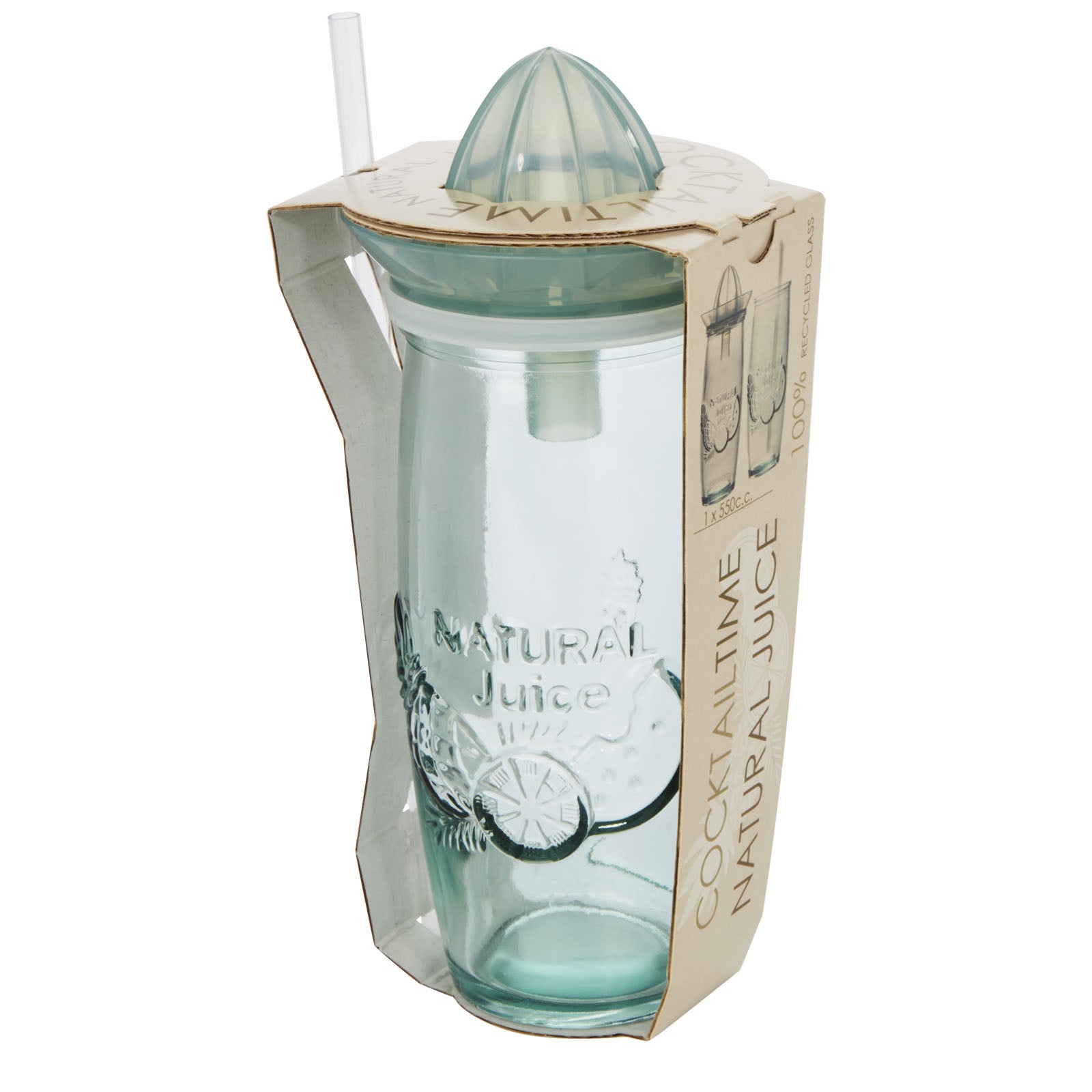G113170 Bicchiere da cocktail in vetro riciclato da 550 ml con spremiagrumi Verano