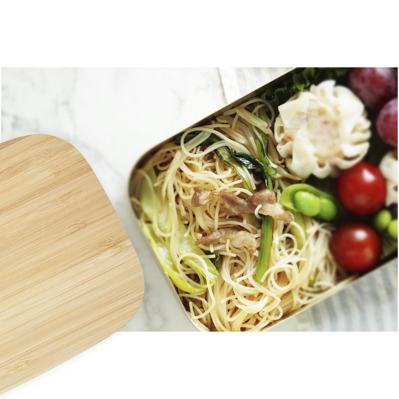 G113275 Contenitore per pranzo Tite in acciaio inossidabile con coperchio in bamboo