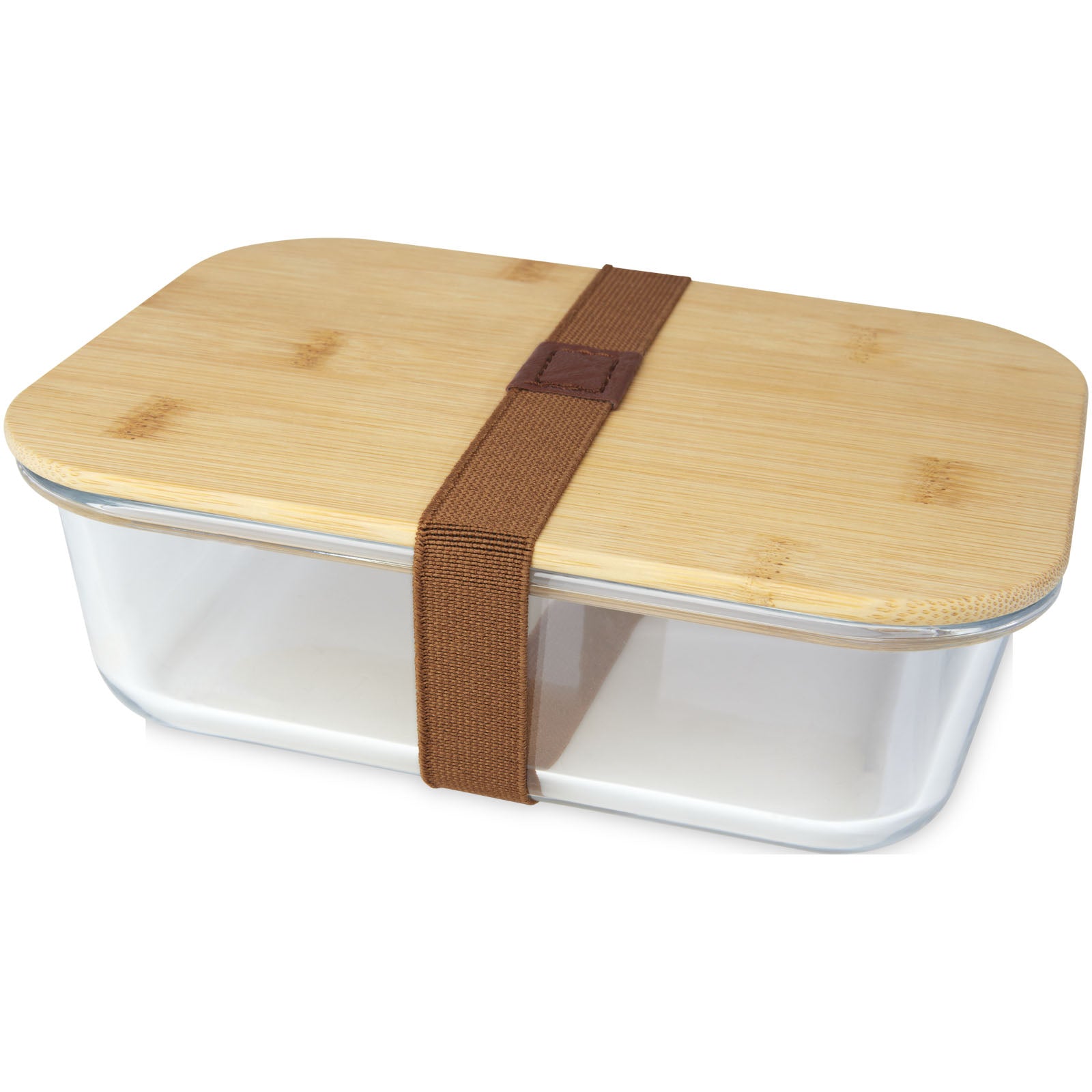 G113276 Contenitore per pranzo Roby di vetro con coperchio in bamboo