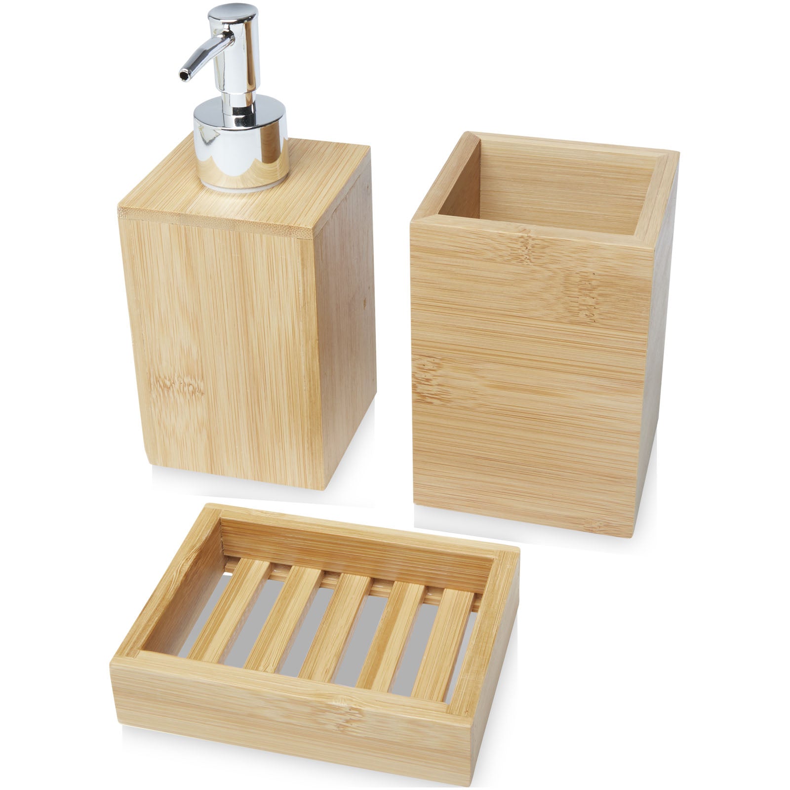 G126195 Set da bagno Hedon da 3 pezzi in bamboo