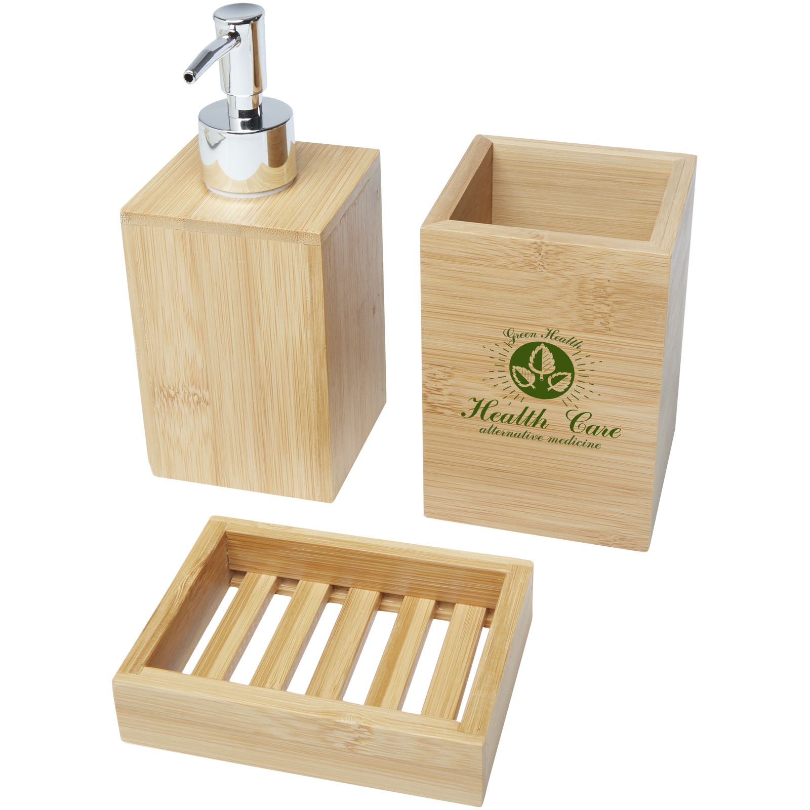 G126195 Set da bagno Hedon da 3 pezzi in bamboo