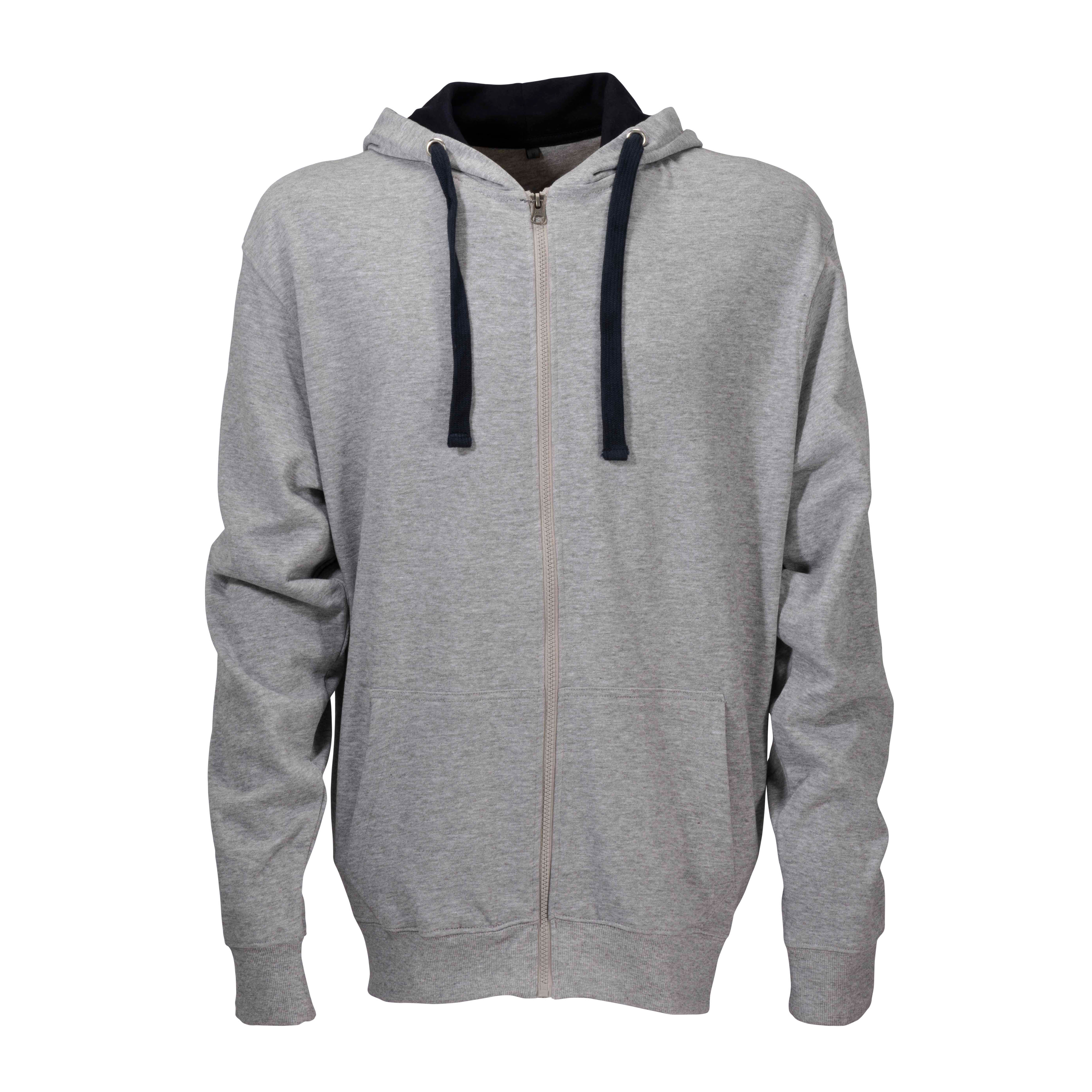 G17003 Felpa da uomo a zip intera, con cappuccio e 2 tasche frontali