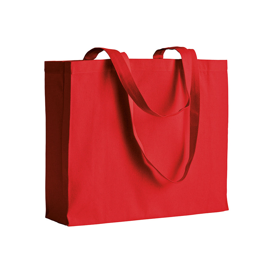 G17112 Shopper con soffietto in cotone 200 g/m2, manici lunghi