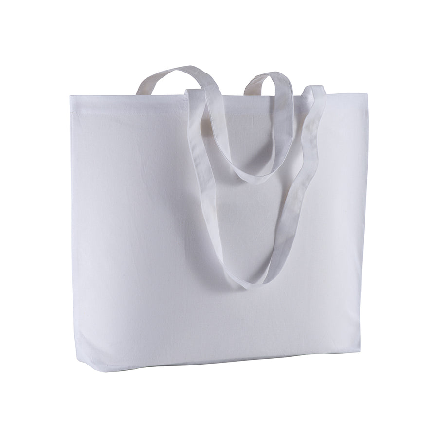 G1810901 Shopper colore Bianco in cotone 135 g/m2, manici lunghi