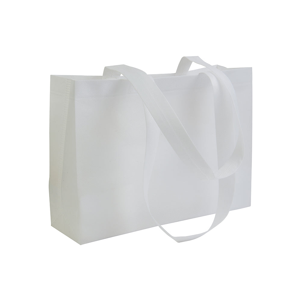 G18111 Shopper con soffietto alla base in TNT 70 gr/m² termosaldato, manici lunghi