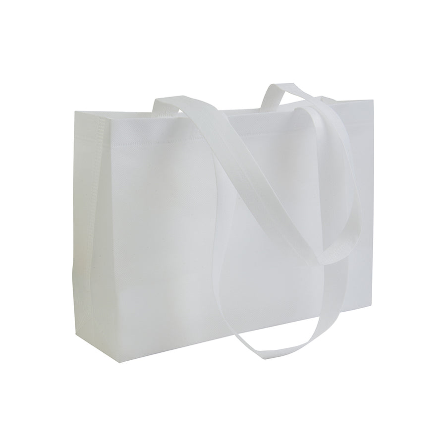 G18111 Shopper con soffietto alla base in TNT 70 gr/m² termosaldato, manici lunghi