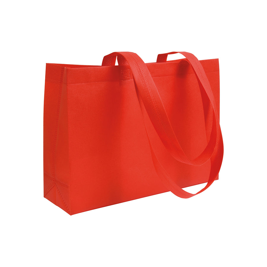 G18111 Shopper con soffietto alla base in TNT 70 gr/m² termosaldato, manici lunghi