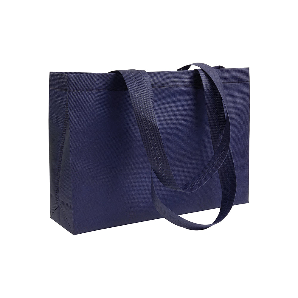 G18111 Shopper con soffietto alla base in TNT 70 gr/m² termosaldato, manici lunghi