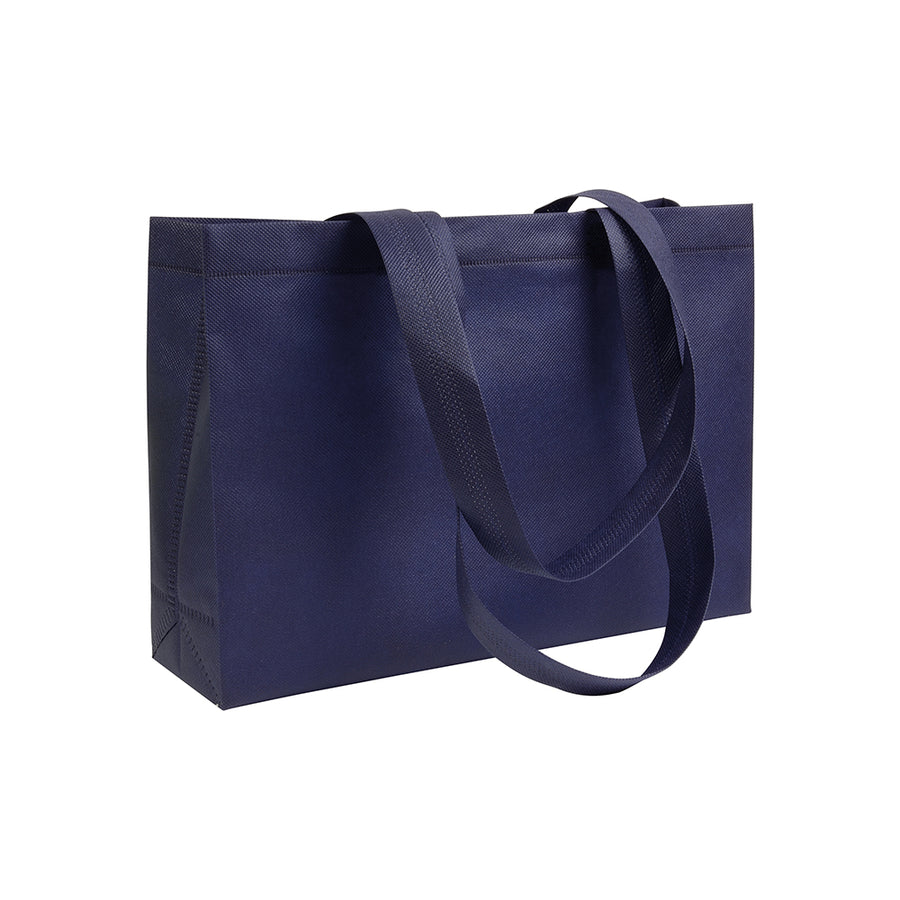 G18111 Shopper con soffietto alla base in TNT 70 gr/m² termosaldato, manici lunghi
