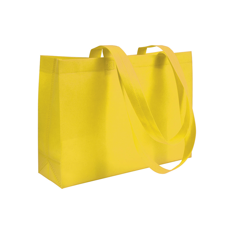 G18111 Shopper con soffietto alla base in TNT 70 gr/m² termosaldato, manici lunghi