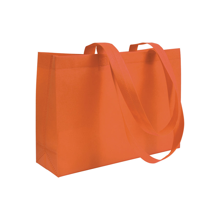 G18111 Shopper con soffietto alla base in TNT 70 gr/m² termosaldato, manici lunghi