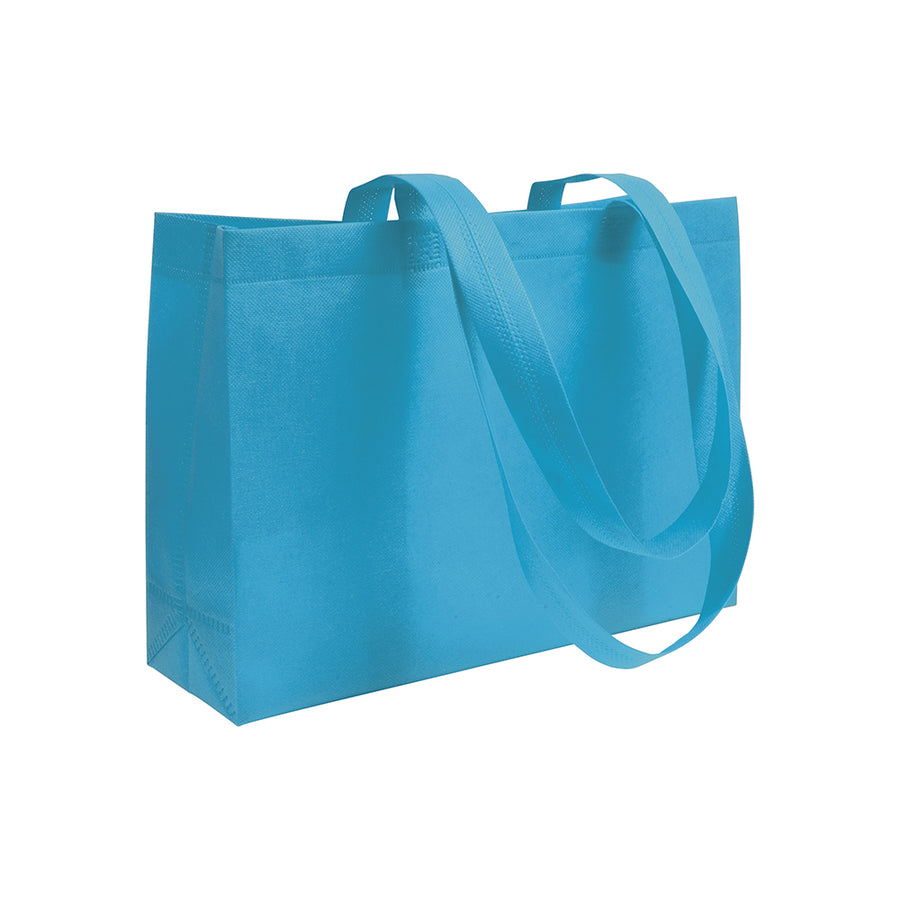 G18111 Shopper con soffietto alla base in TNT 70 gr/m² termosaldato, manici lunghi