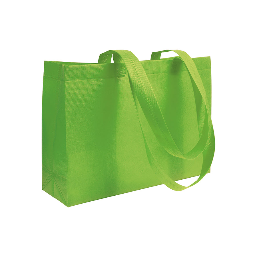 G18111 Shopper con soffietto alla base in TNT 70 gr/m² termosaldato, manici lunghi