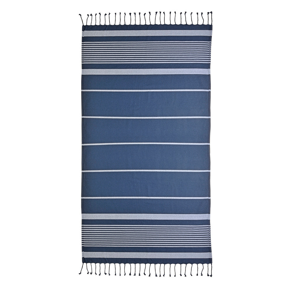 G18423 Telo mare/pareo stile Fouta 100% cotone 580gr con lato in spugna e frange, 90x160 cm