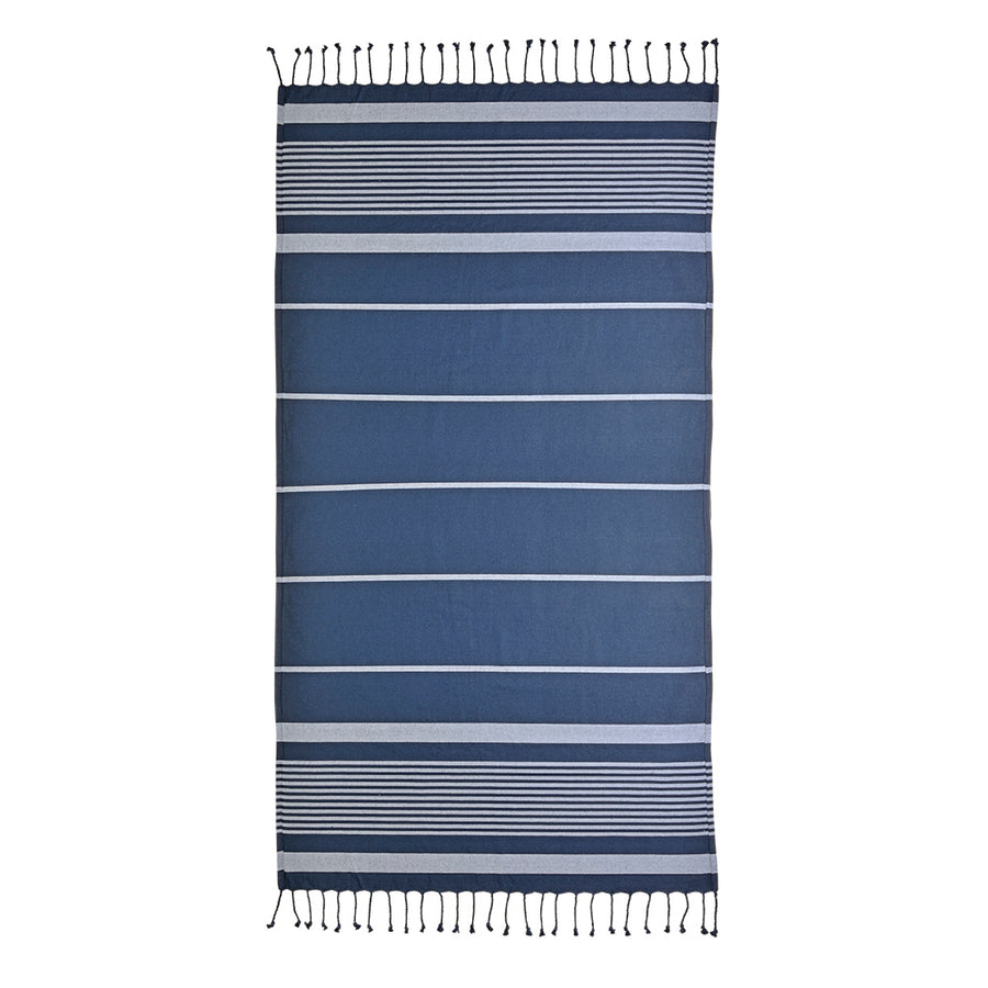 G18423 Telo mare/pareo stile Fouta 100% cotone 580gr con lato in spugna e frange, 90x160 cm