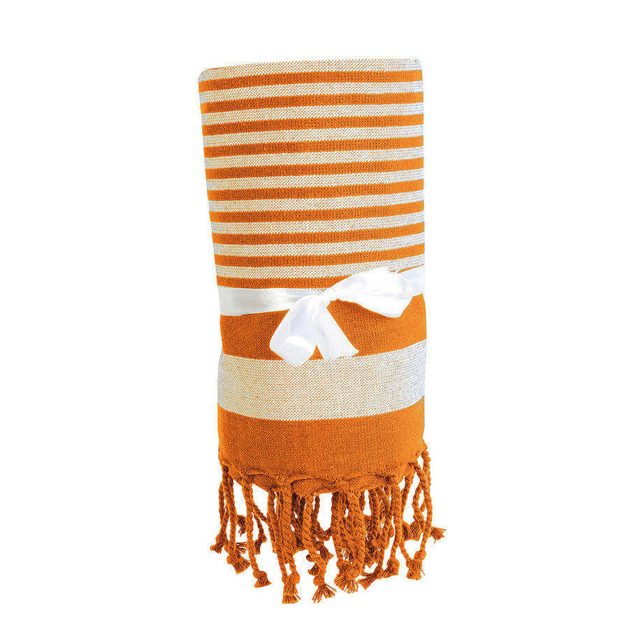 G18423 Telo mare/pareo stile Fouta 100% cotone 580gr con lato in spugna e frange, 90x160 cm