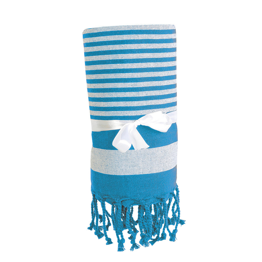 G18423 Telo mare/pareo stile Fouta 100% cotone 580gr con lato in spugna e frange, 90x160 cm