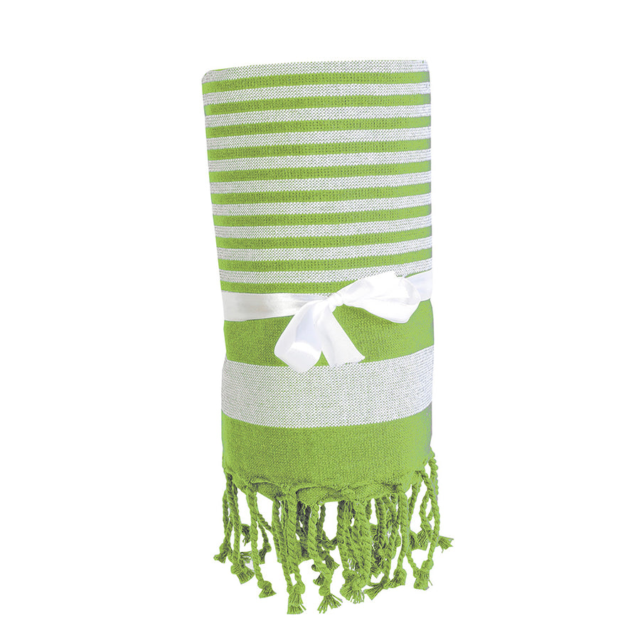 G18423 Telo mare/pareo stile Fouta 100% cotone 580gr con lato in spugna e frange, 90x160 cm
