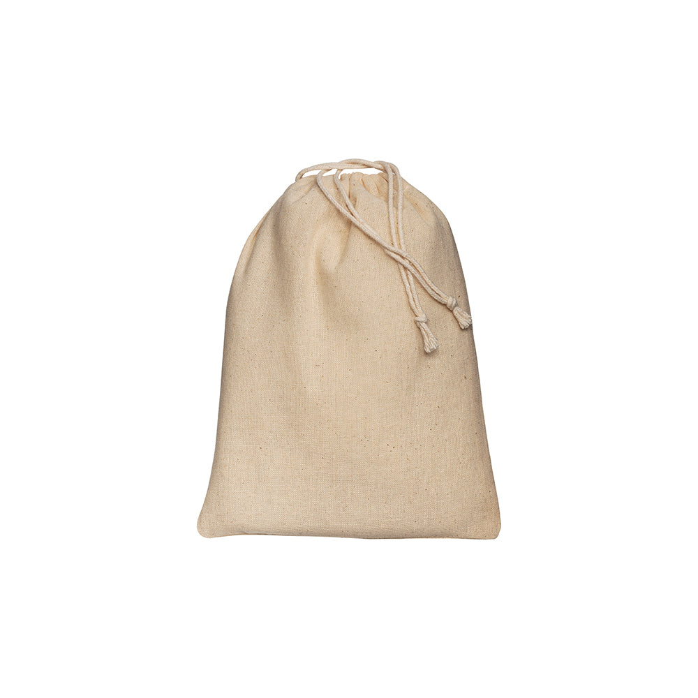 G1911922 Sacchetto in cotone naturale 120 g/m2 con chiusura a strozzo, 15 x 20 cm