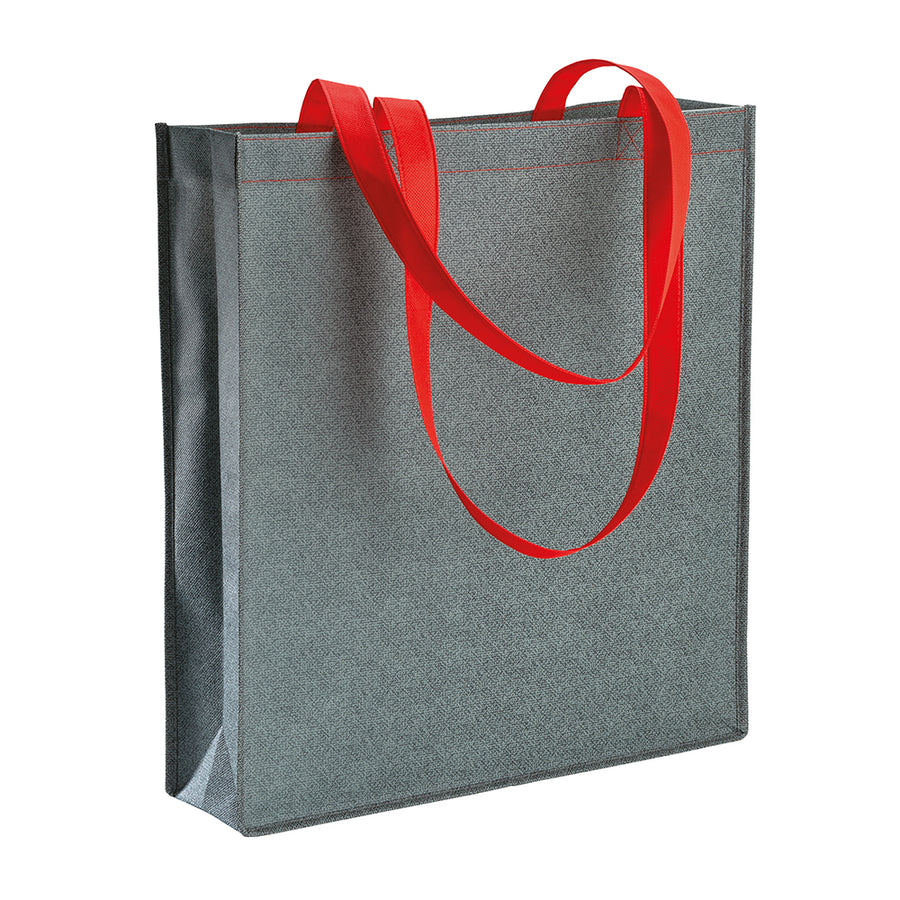 G19149 Shopper con soffietto in TNT stampato ad effetto jeans