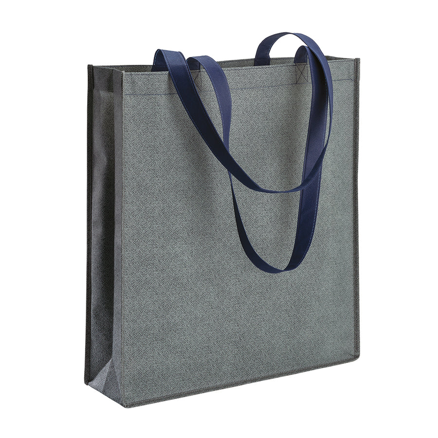 G19149 Shopper con soffietto in TNT stampato ad effetto jeans