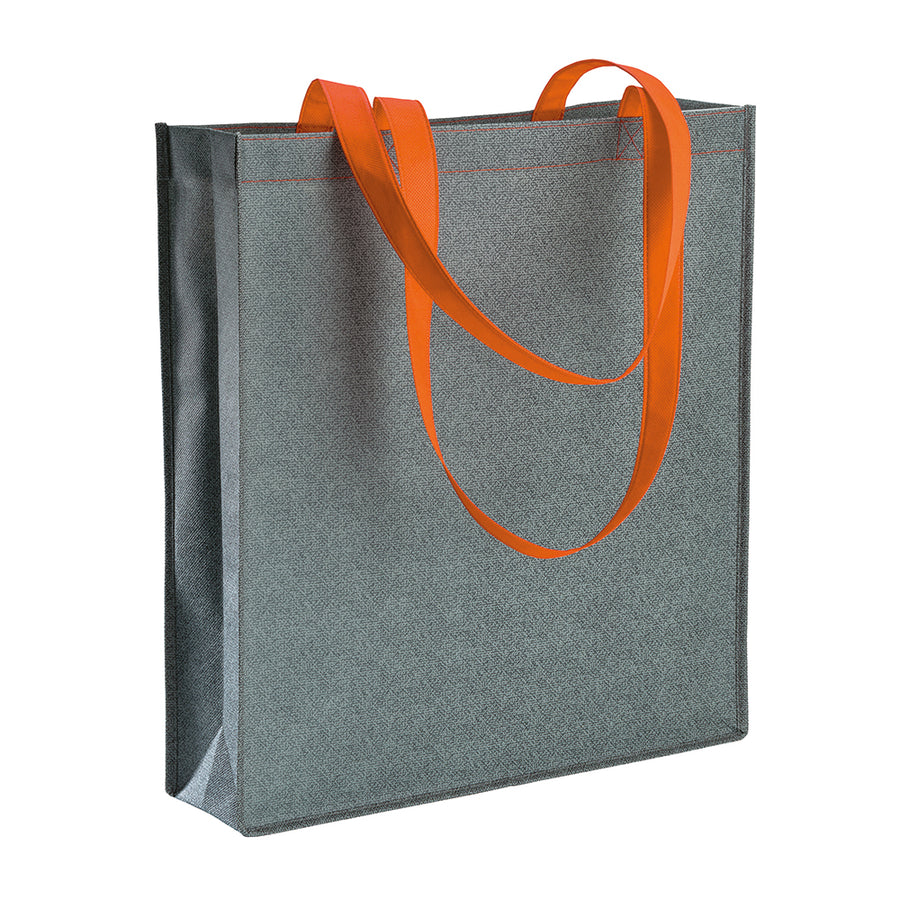 G19149 Shopper con soffietto in TNT stampato ad effetto jeans