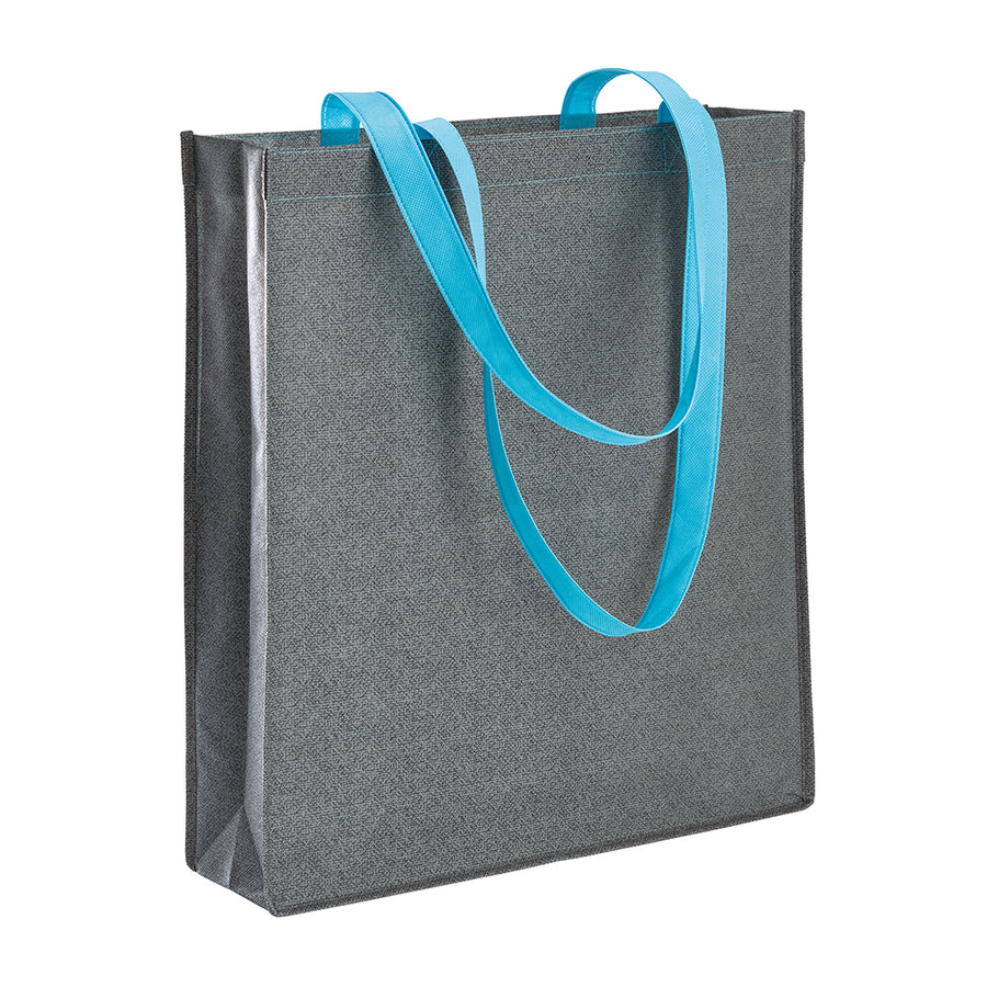 G19149 Shopper con soffietto in TNT stampato ad effetto jeans