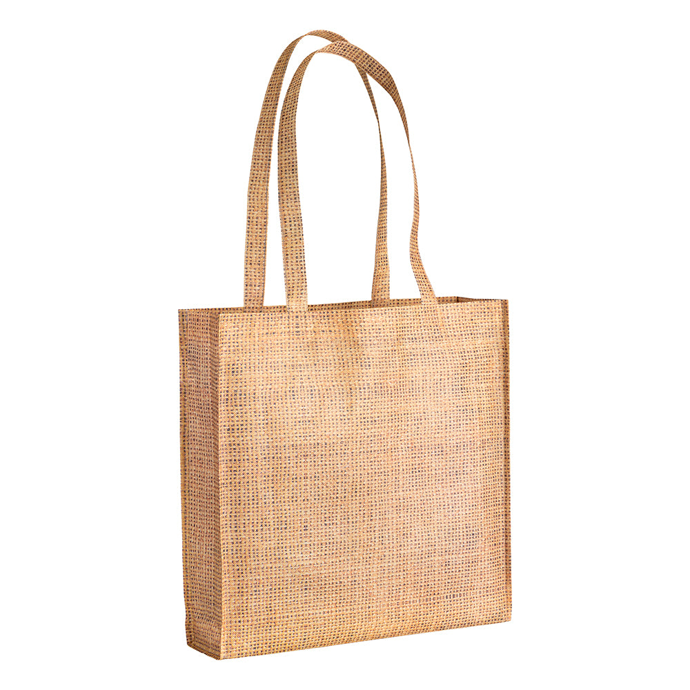 G19150 Shopper con soffietto in TNT stampato con effetto juta