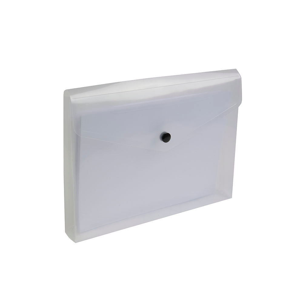 G19424 Busta portadocumenti in PP 150 con 1 tasca e chiusura a clip (A5), con soffietto