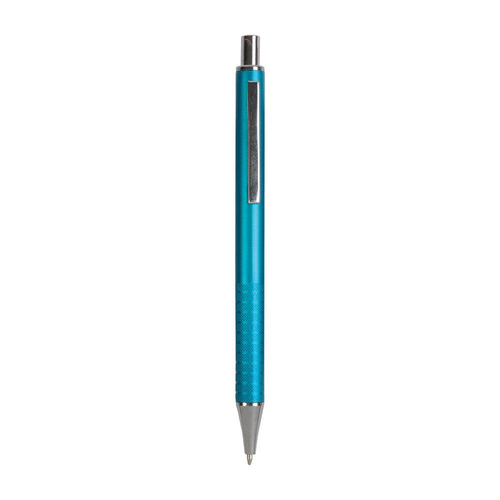 G19822 Penna a scatto in plastica con impugnatura zigrinata e clip in metallo