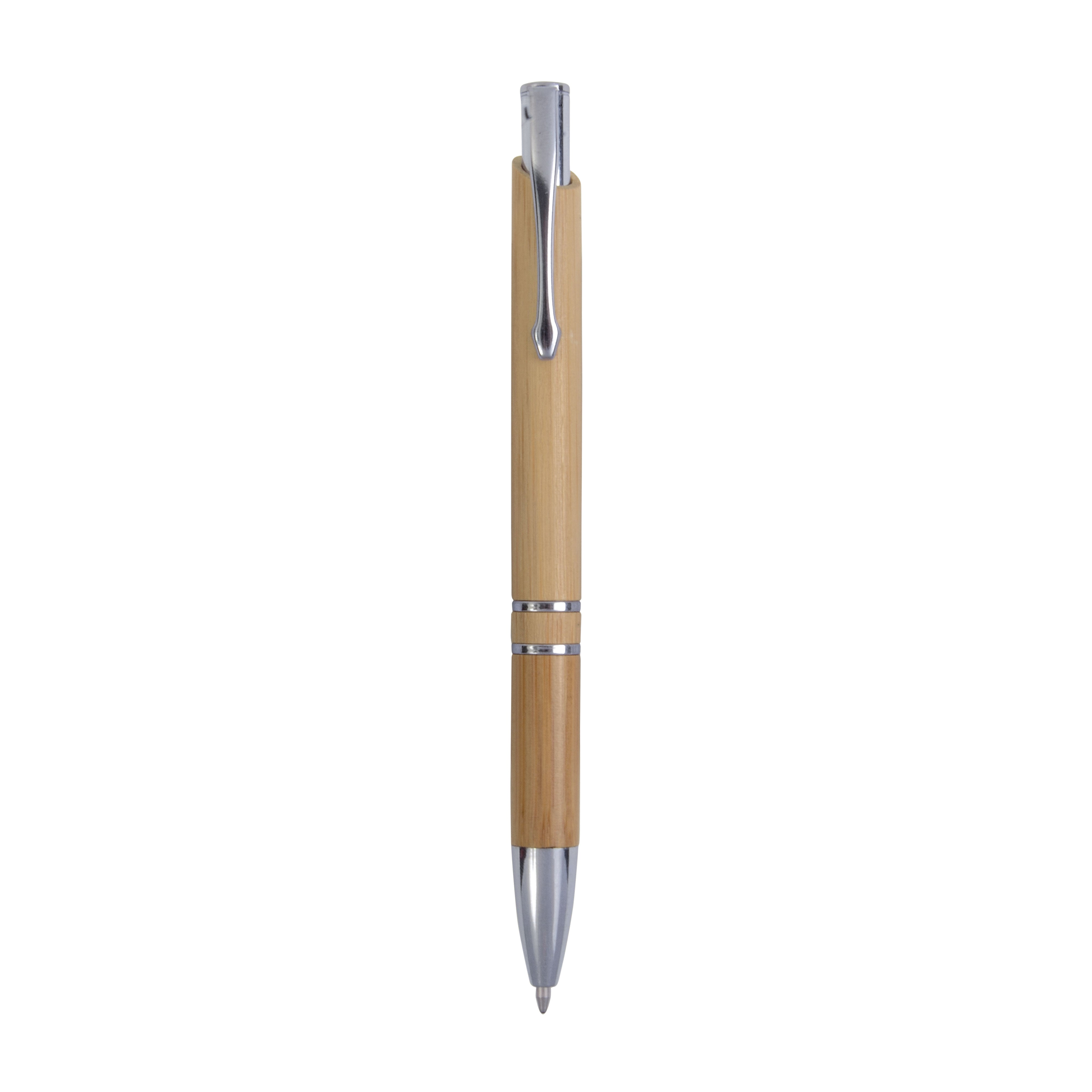 G20814 Penna a scatto in bambu con particolari cromati