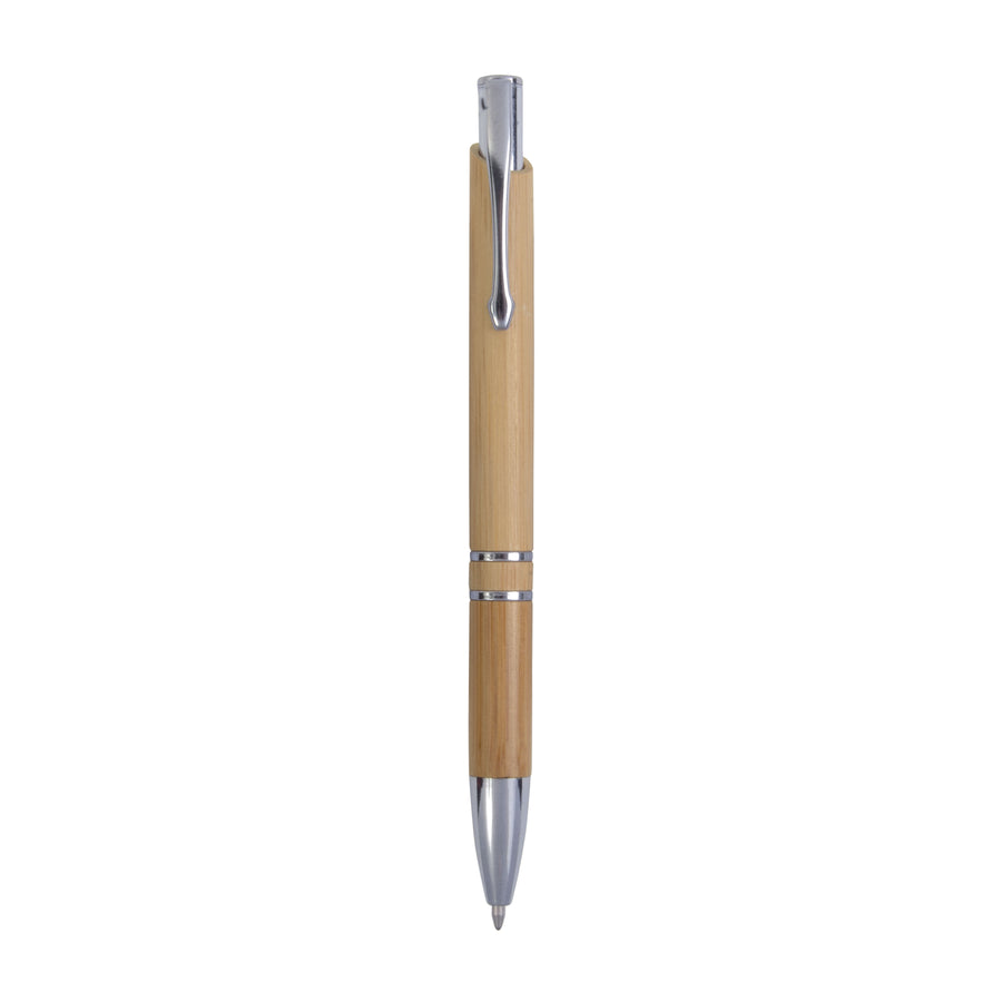 G20814 Penna a scatto in bambu con particolari cromati