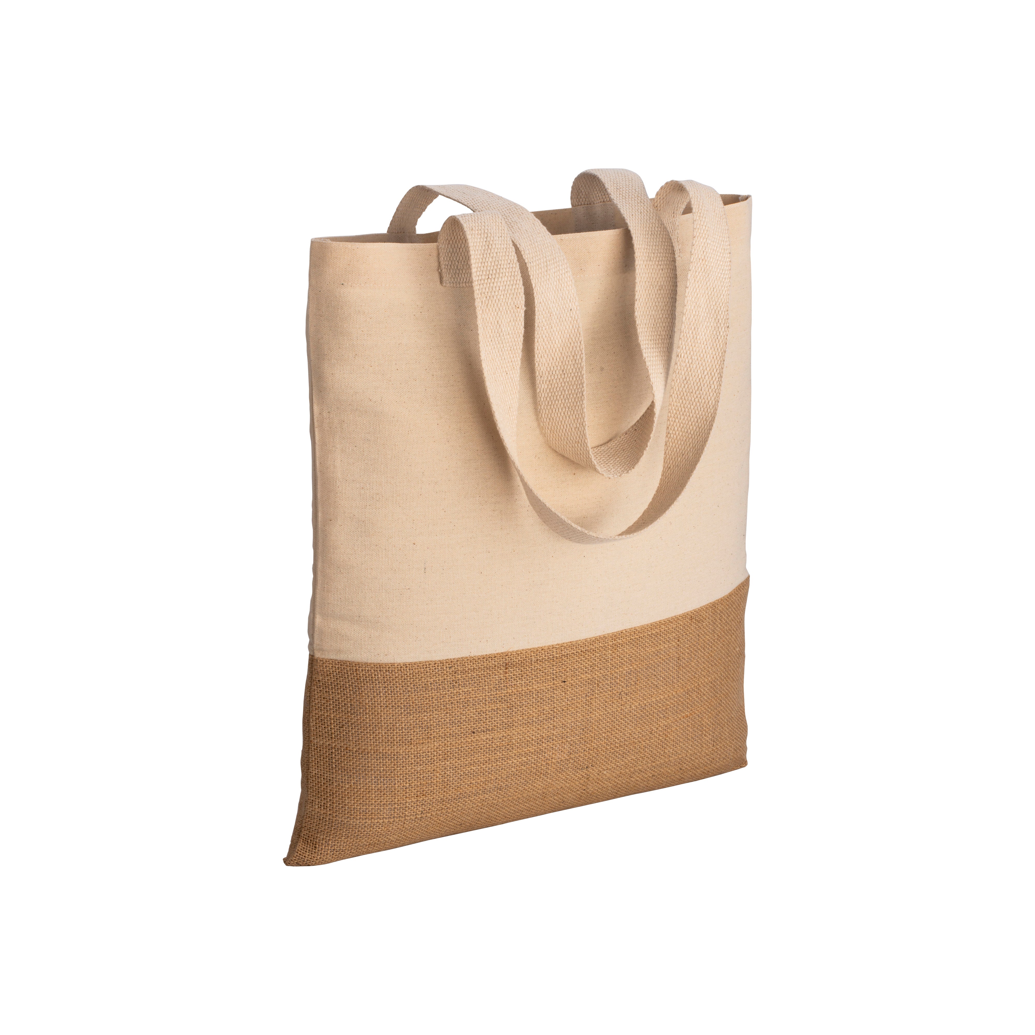 G22124 Shopper in cotone 230 gr/m², base in juta, manici lunghi