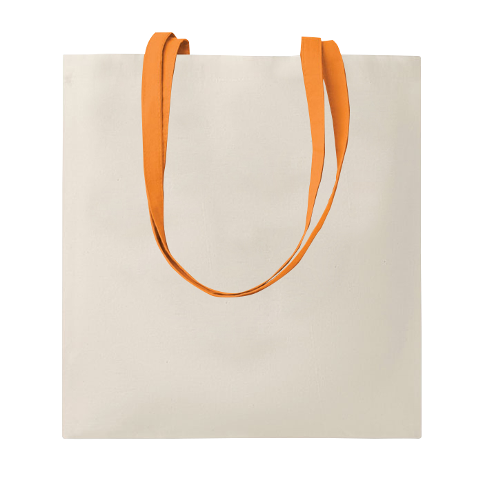 G17106 Shopper in cotone naturale 220 gr/m², manici lunghi colorati
