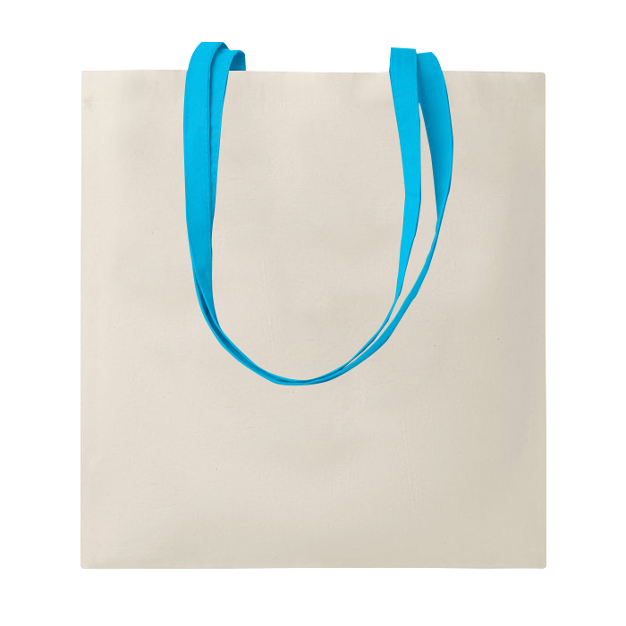 G17106 Shopper in cotone naturale 220 gr/m², manici lunghi colorati