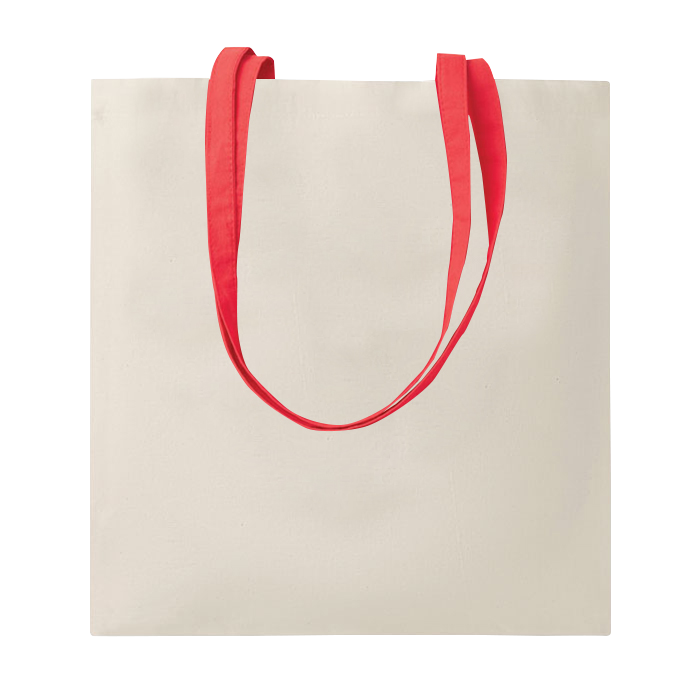 G17106 Shopper in cotone naturale 220 gr/m², manici lunghi colorati