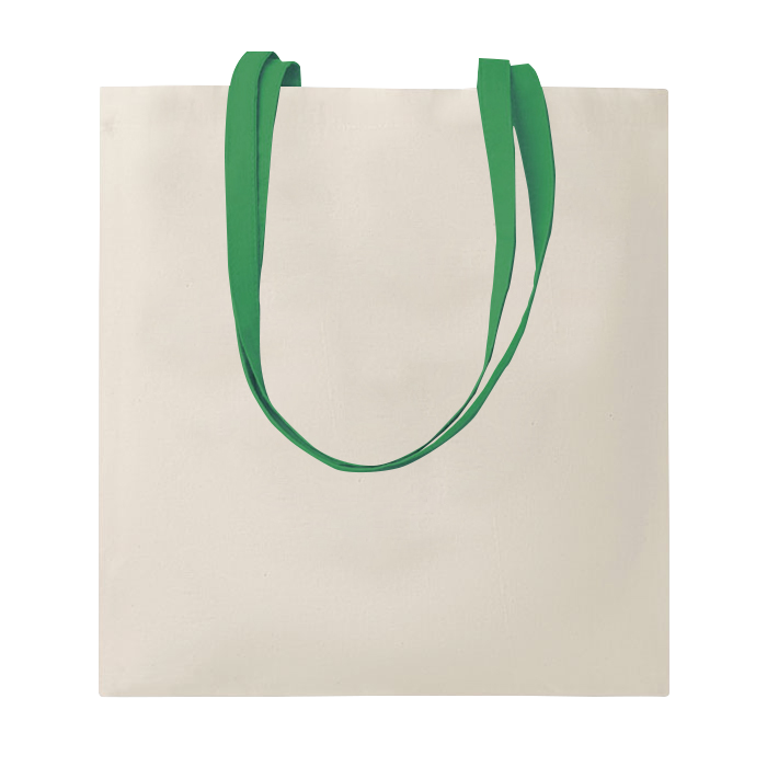 G17106 Shopper in cotone naturale 220 gr/m², manici lunghi colorati
