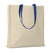 G17107 Shopper con soffietto in cotone naturale 220 gr/m², manici lunghi colorati