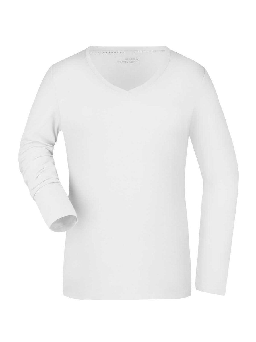 GJN929 Ladies' Stretch V-Shirt Long-Sleeved