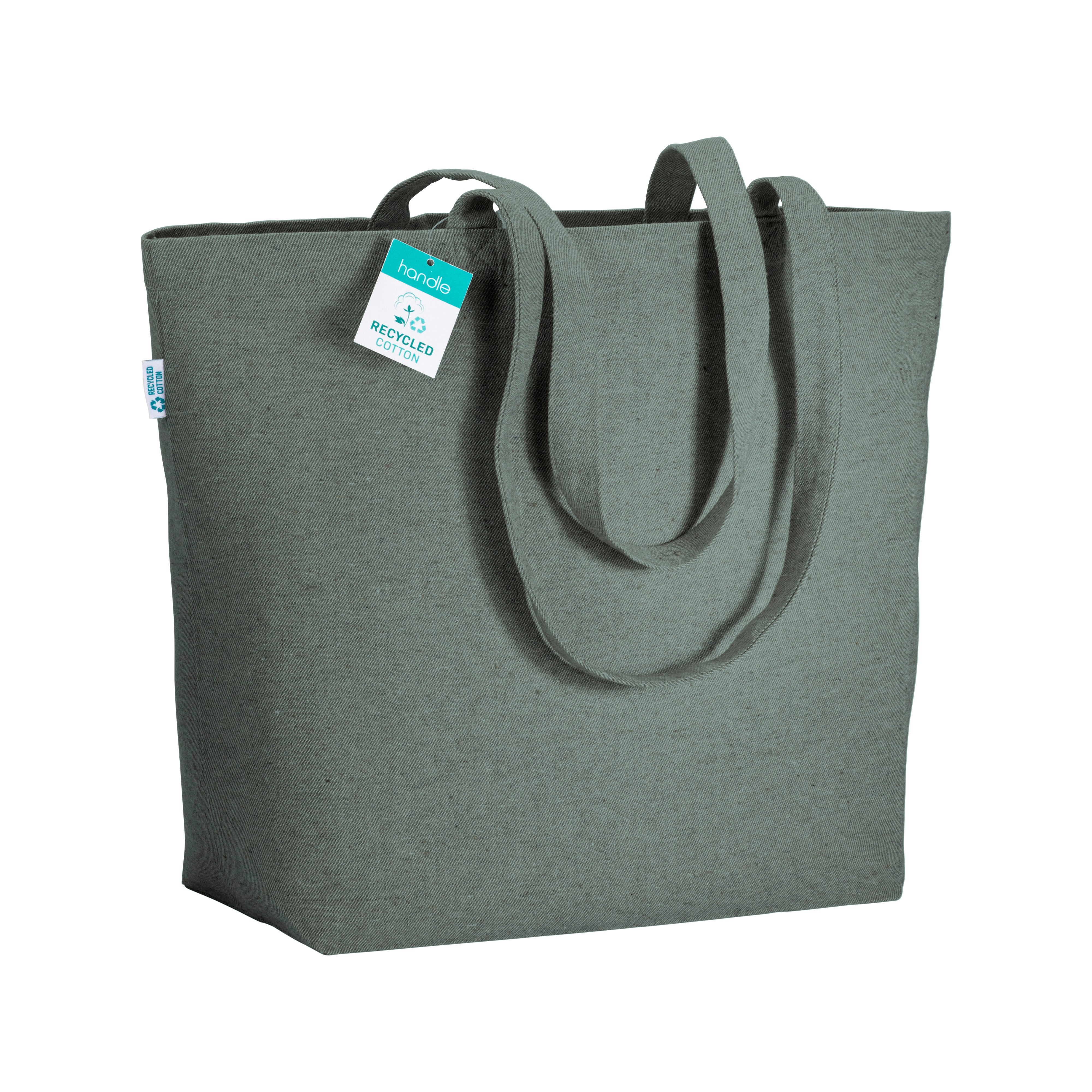 G22119 Shopper con soffietto alla base in cotone riciclato 280 gr/m², manici lunghi