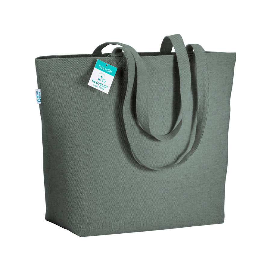 G22119 Shopper con soffietto alla base in cotone riciclato 280 g/m2, manici lunghi