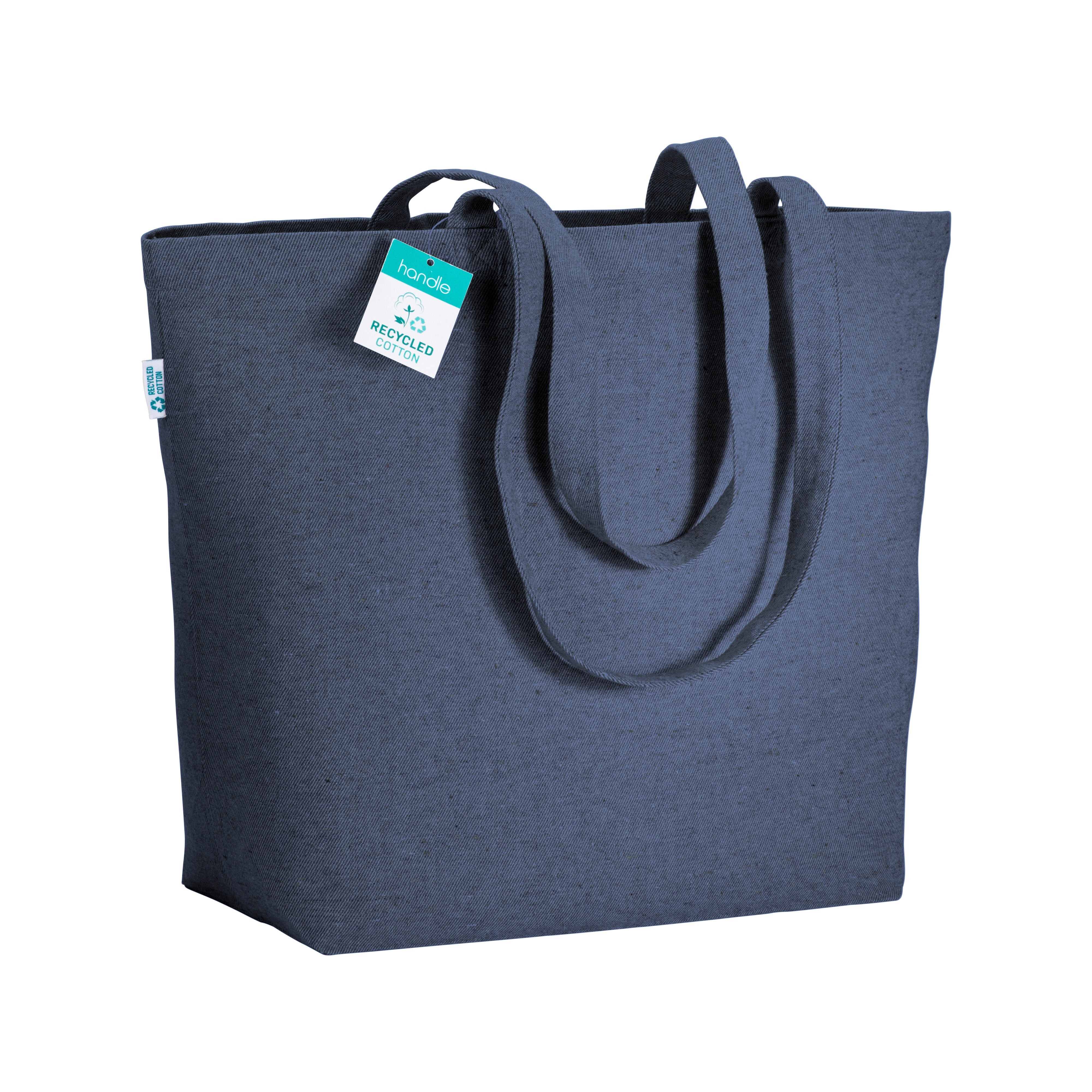G22119 Shopper con soffietto alla base in cotone riciclato 280 gr/m², manici lunghi