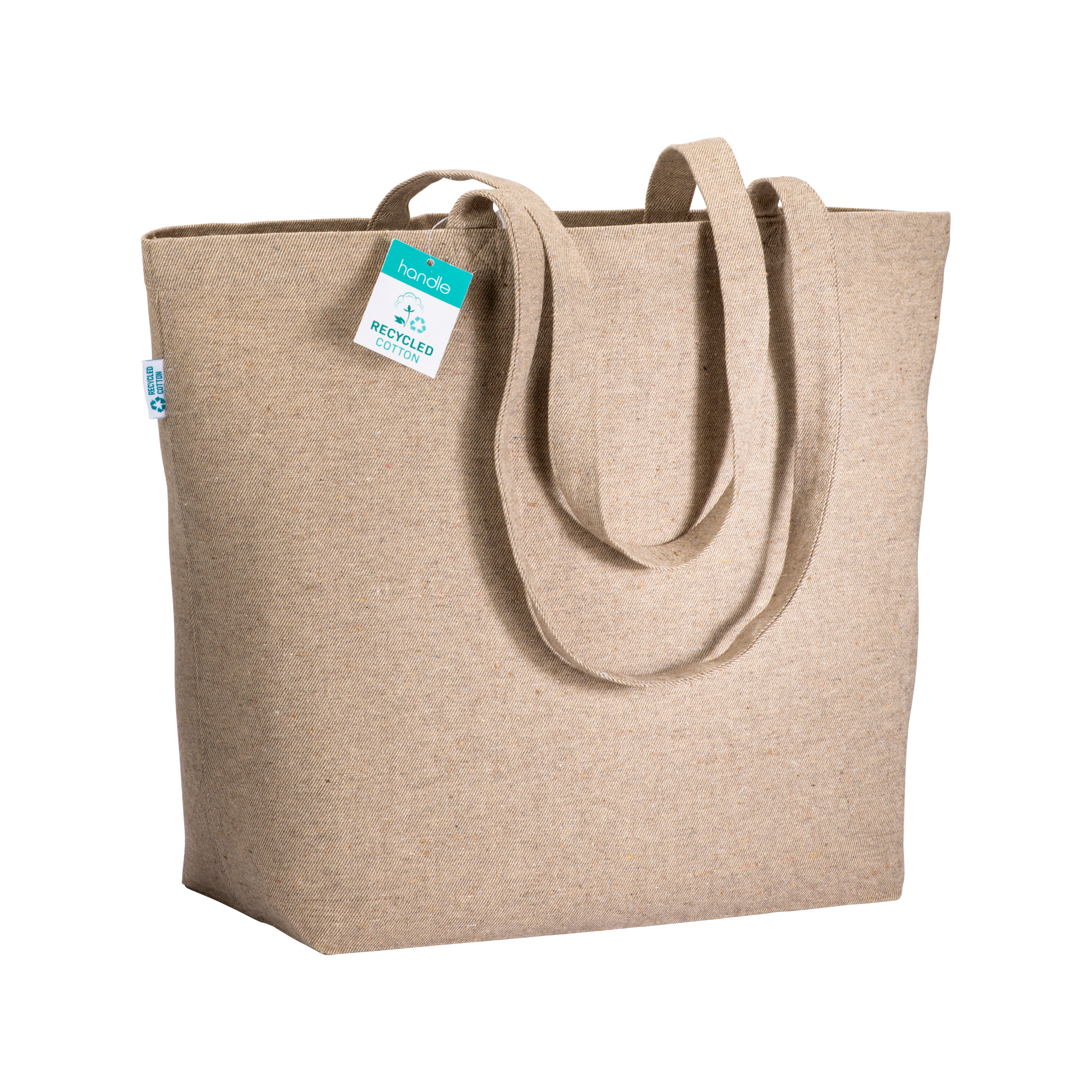 G22119 Shopper con soffietto alla base in cotone riciclato 280 gr/m², manici lunghi