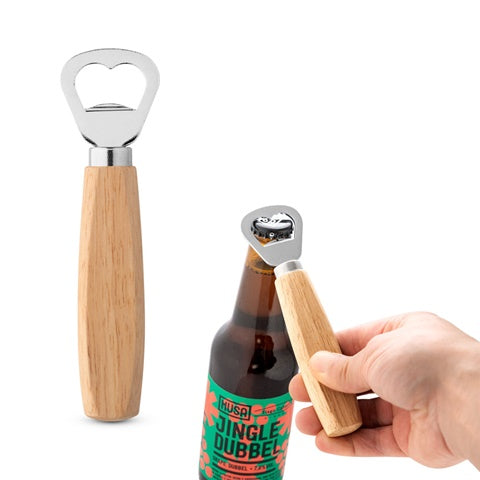 G94134 HOLZ. Apribottiglie in metallo e legno