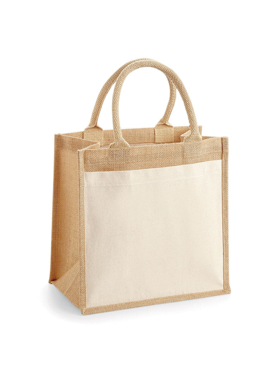 GW426 Cotton Pocket Jute Midi Tote