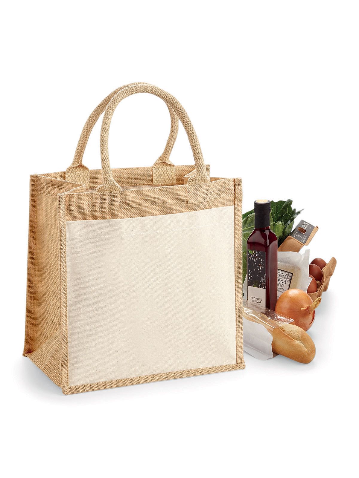 GW426 Cotton Pocket Jute Midi Tote