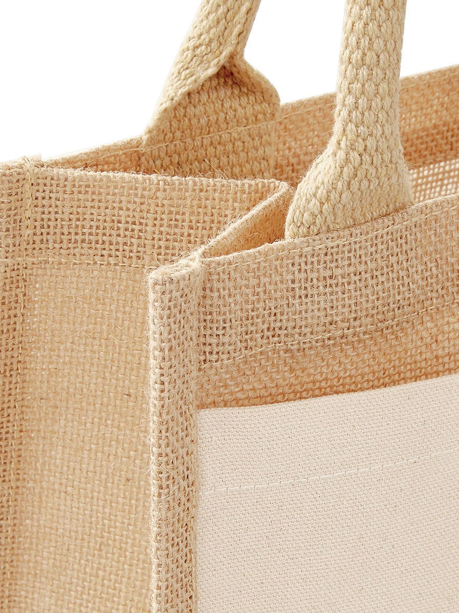 GW426 Cotton Pocket Jute Midi Tote