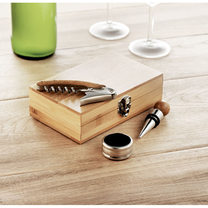 GO8147 Set vino con scatola in bamboo
