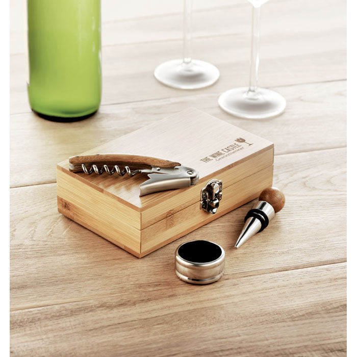 GO8147 Set vino con scatola in bamboo