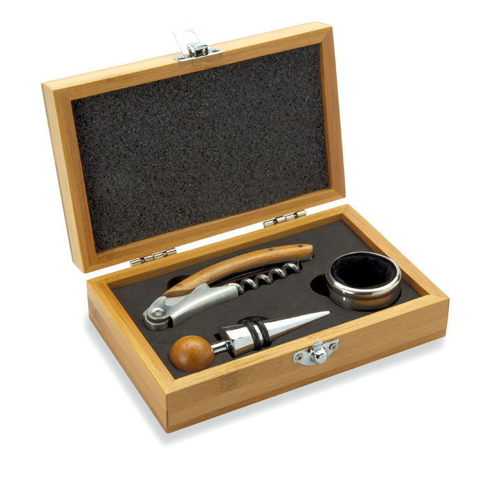 GO8147 Set vino con scatola in bamboo